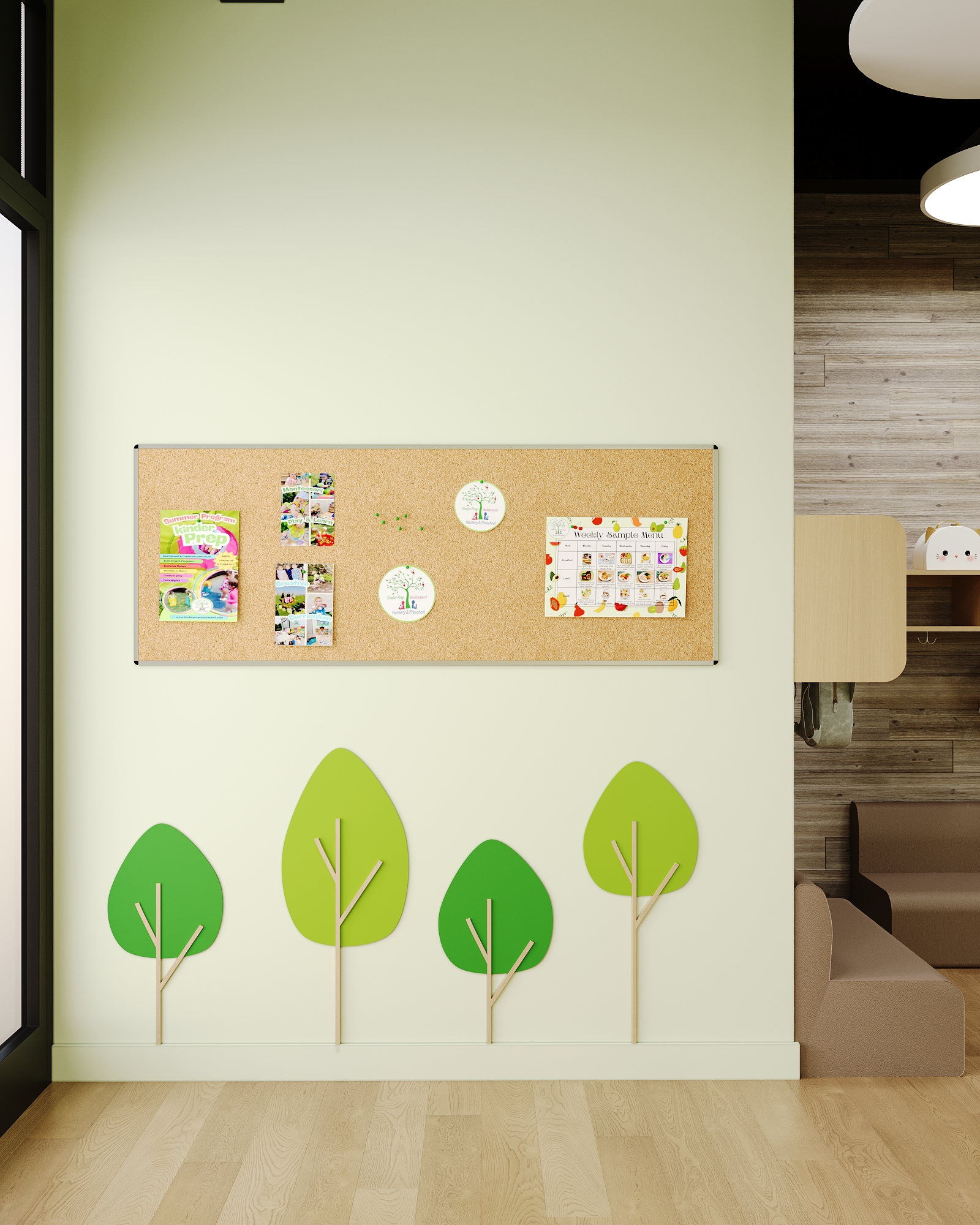 Learning corner with educational materials and activities